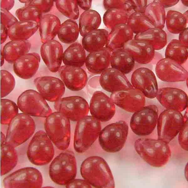 Dark Rose Tear 6x4MM Cross Hole