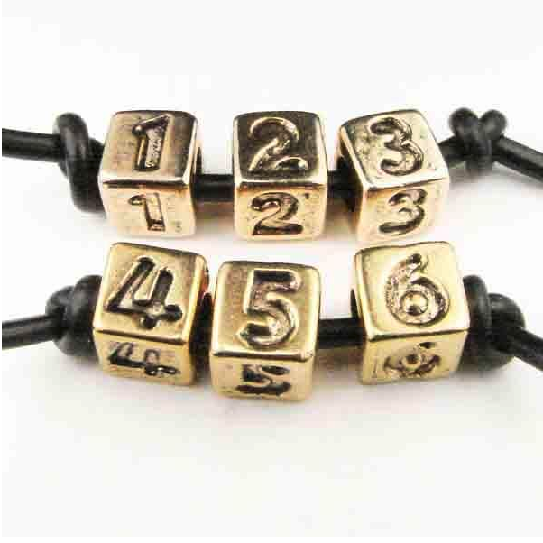 V Antique Gold Plastic Letter Cube Bead