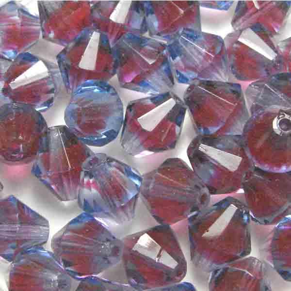 Vintage 11MM Sapphire With Fushcia 2 Tone Faceted Bicone
