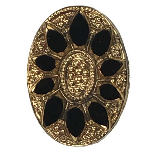 Vintage 14x10MM Gold With Black Intaglio Stone
