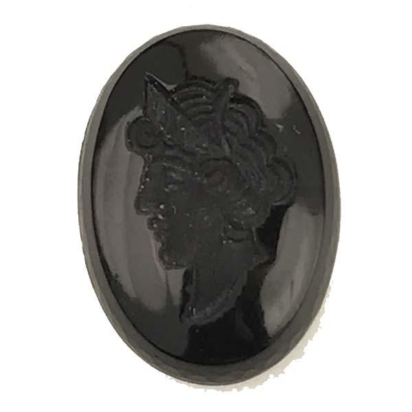 Vintage 14x10MM Jet With Jet Emeror Intaglio Stone