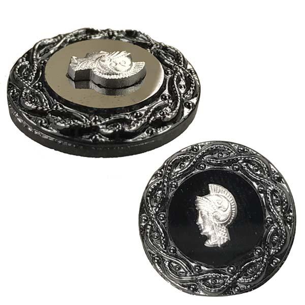 Vintage 18MM Hematite Warrior Cameo