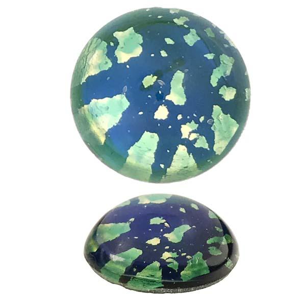 Vintage 18MM Midnight Blue Cabochon With Emerald And Topaz Foil Inclusions