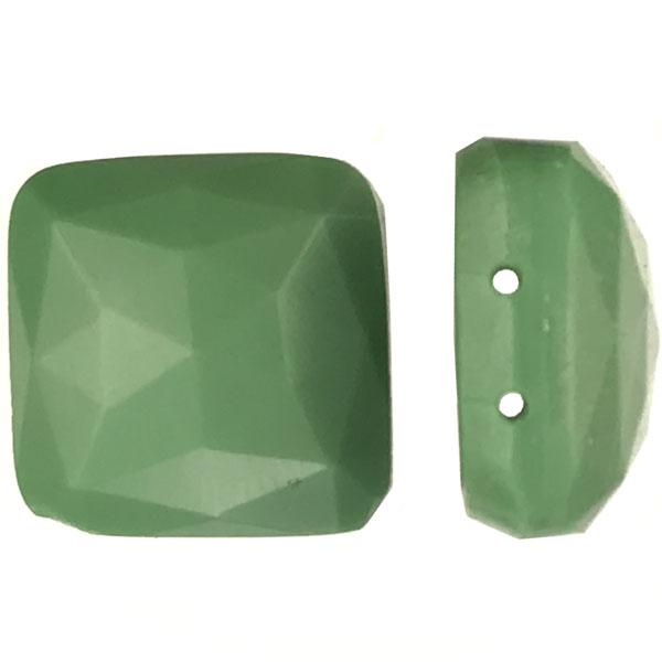 Vintage 19MM Opaque Medium Green Square 2 hole Spacer Bead