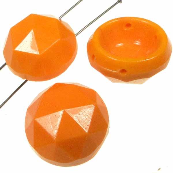 Vintage 19MM Opaque Orange Round 2 hole Spacer Bead