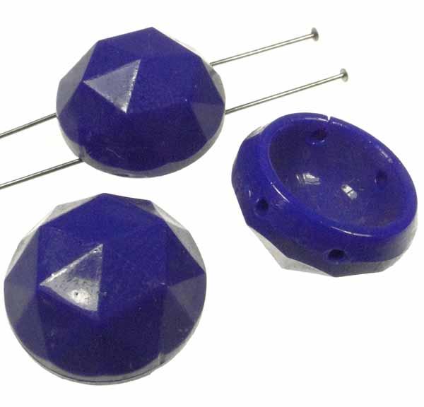 Vintage 19MM Opaque Royal Blue Round 2 hole Spacer Bead