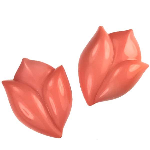 Vintage 20X14MM Coral Pink Tulip