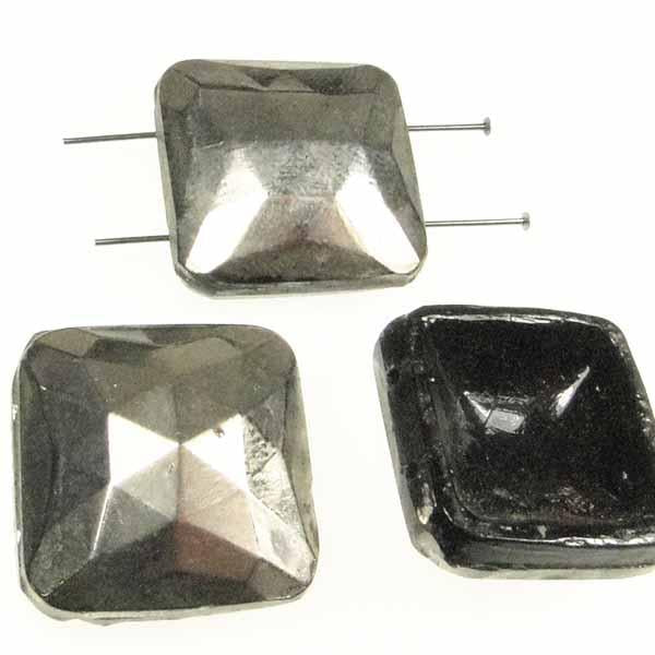Vintage 22MM Antique Silver Square 2 hole Spacer Bead