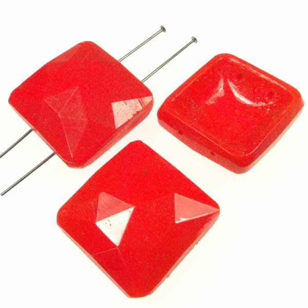 Vintage 22MM Opaque Red Square 2 hole Spacer Bead