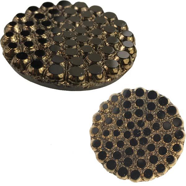 Vintage 27MM Cabochon With Jet Circles And Gold Detail