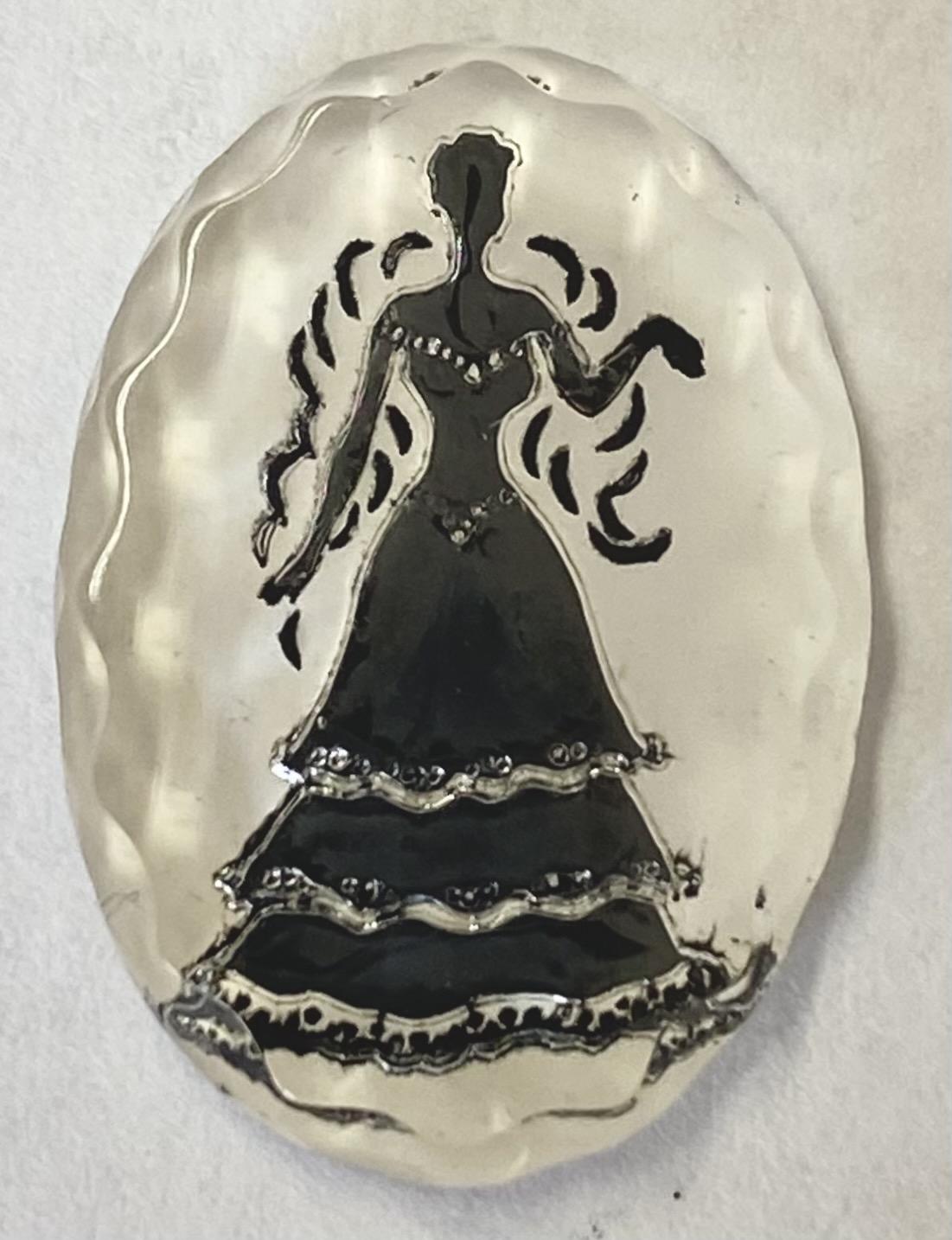 Vintage 33x24MM Vitrail Medium With White Cameo Pendant