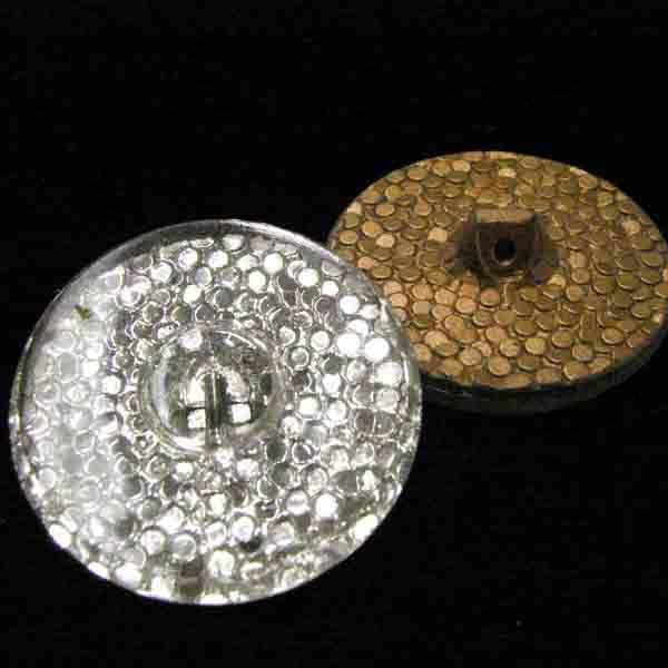 Vintage 36MM Glass Button with Silver Detail