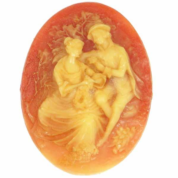 Vintage 40X30 Plastic Ivory Lovers Cameo