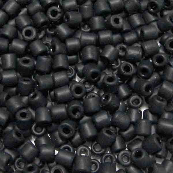 Vintage 4MM Matte Jet Tile Cylinder Bead