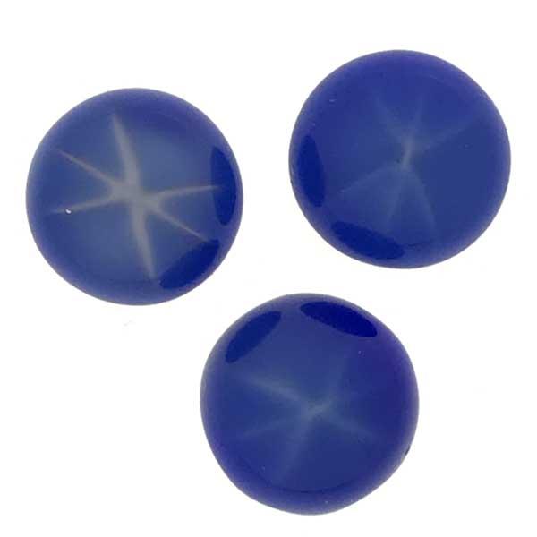 Vintage 9MM Round Royal Blue Star Cabochon