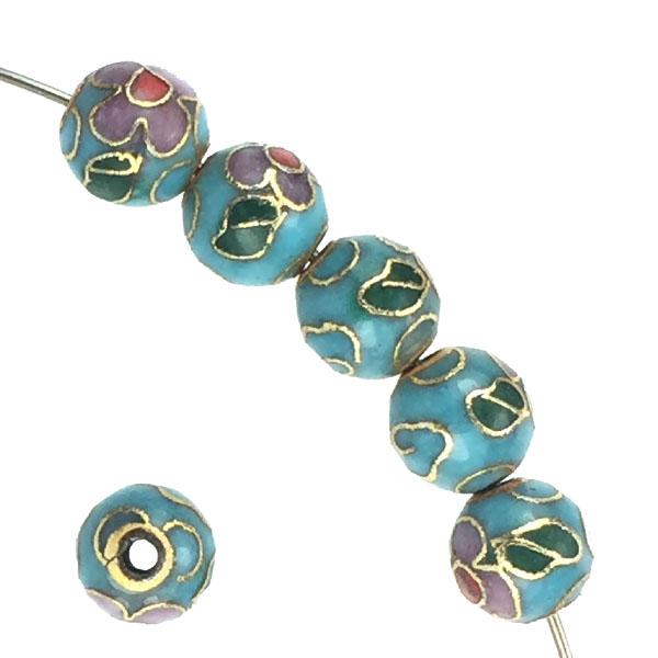 Vintage Blue Turquoise 6MM Cloisonne Ball