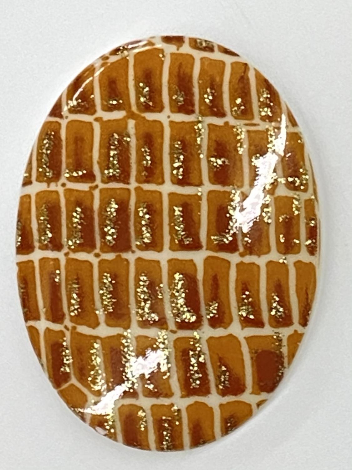 Vintage Brown, Tan and Gold Glitter Snakeskin Print 40x30MM Cabochon