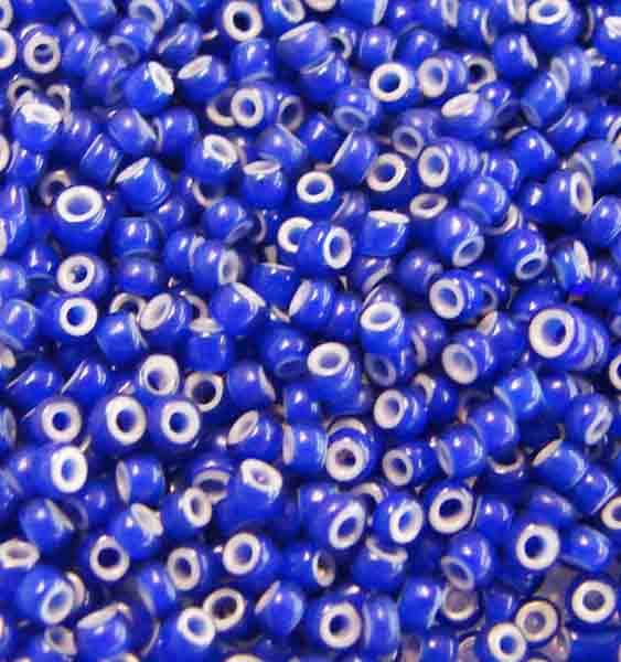 Vintage Cobalt White Heart (Lined) 12/0 Seed Bead