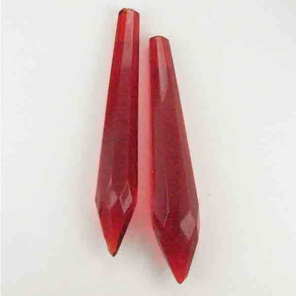 Vintage Ruby Faceted Tear 38X8MM Top Hole