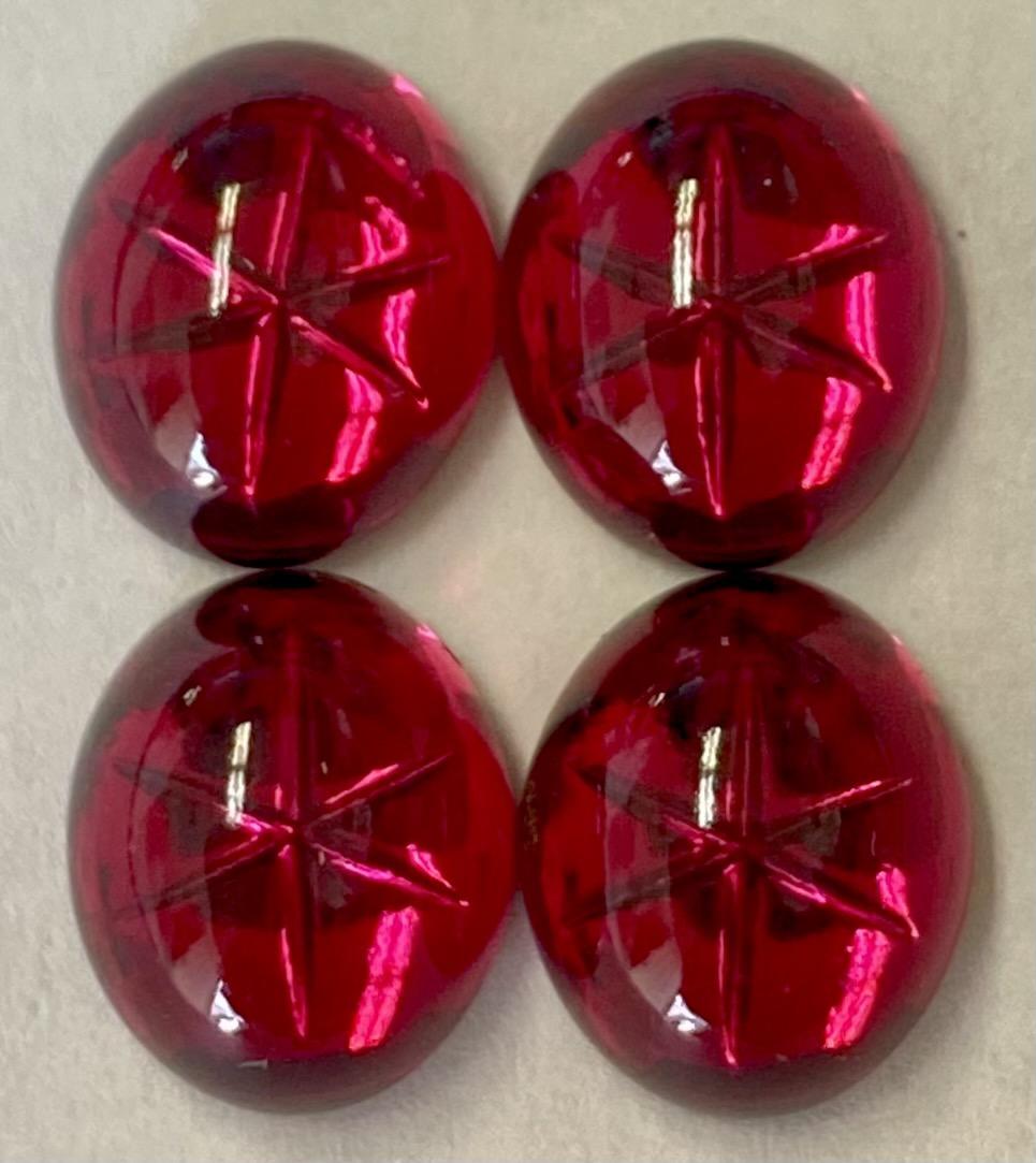 Vintage Swarovski 12x10MM Ruby Star Foiled Cabochon