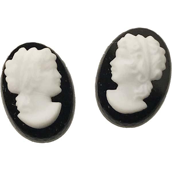 Vintage White On Jet Cameo 14X10MM