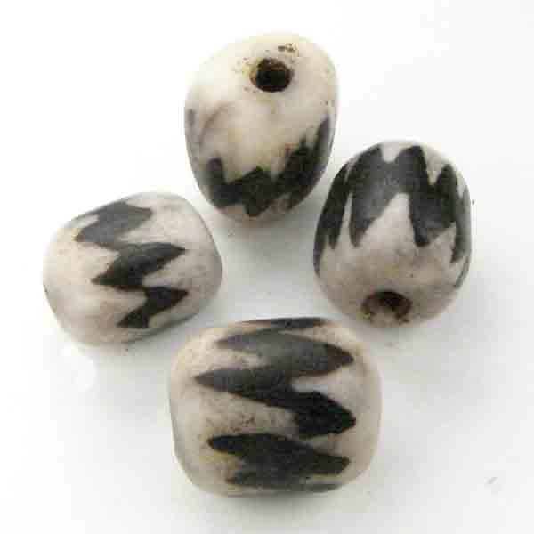 White 11MM Bone Oval With Dyed Brown Chevrons
