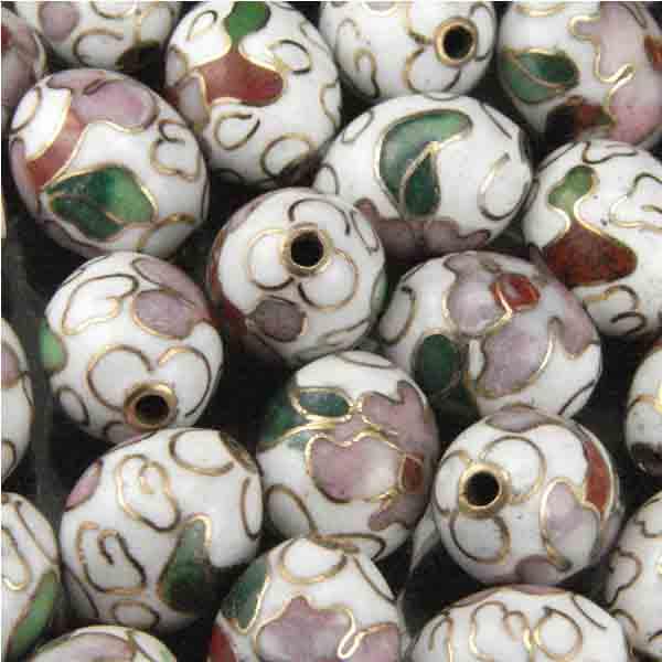 White 11X9MM Cloisonne Oval