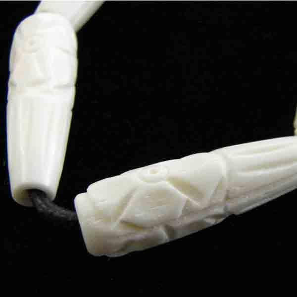 White Bone 25X8MM with Carved Floral Detail