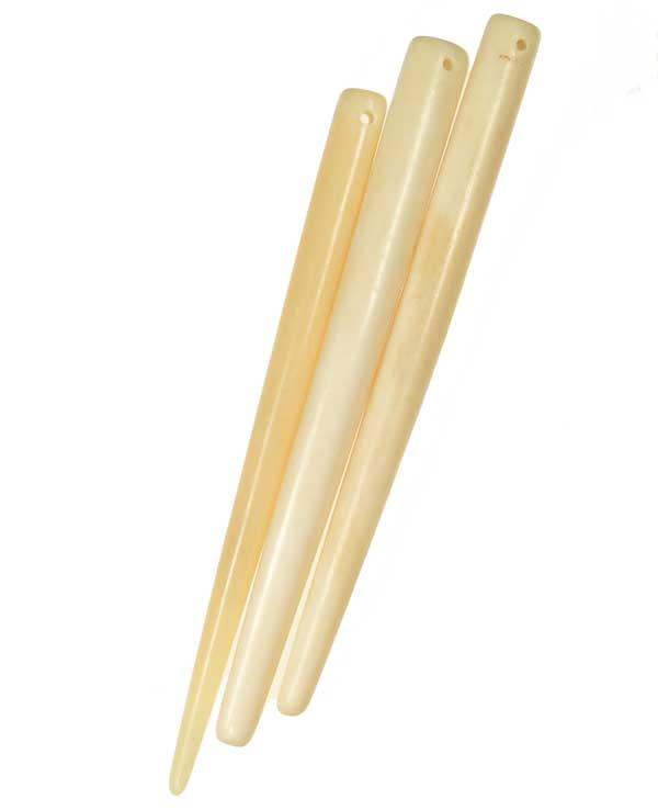 White Bone 4 Inch Hairstick Cross Hole