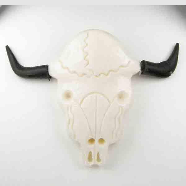White Bone & Black Horn Skull 40MM