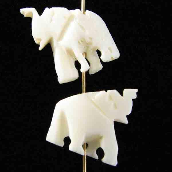 White Bone Carved Elephant 15MM