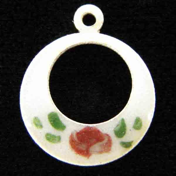 White Enameled 13MM Ring with Rose Detail