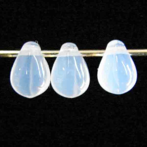 White Opal Tear 6x4MM Cross Hole
