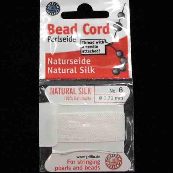 White Size 6 (.7mm) Griffin Silk Cord With Flex Needle