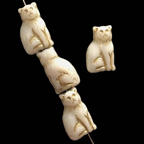 White With Gold Detail 15x9MM  Sitting Cat