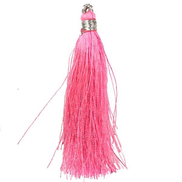 Wine 2 Inch Silk Tassel With Silver Thread Detail