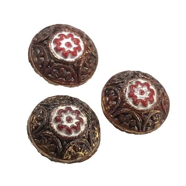 Wine and White on Jet Domed 7MM