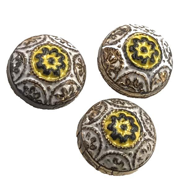 Yellow and White on Jet Domed 7MM