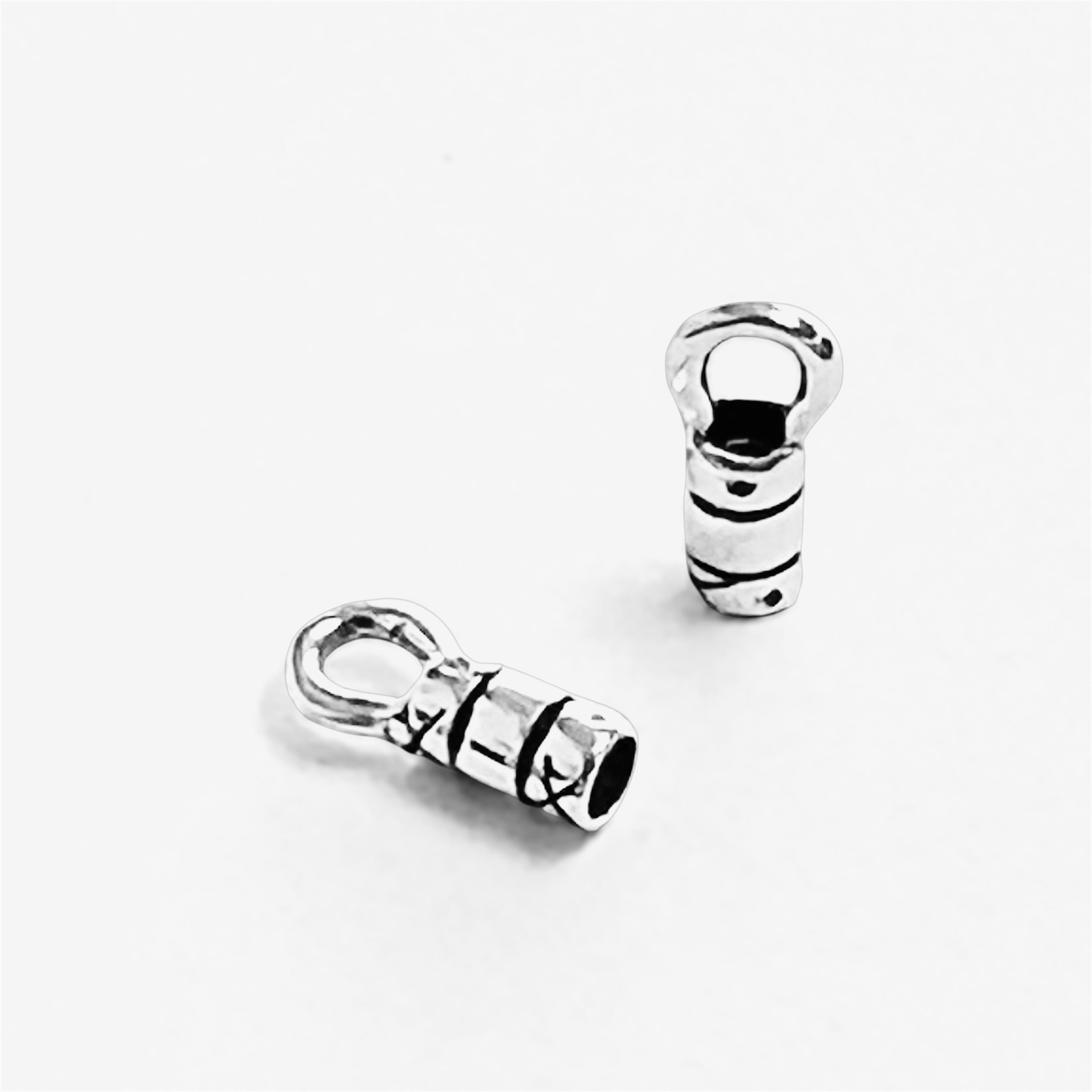 Antique Sterling Silver Cord Crimp End With 1.4MM Hole