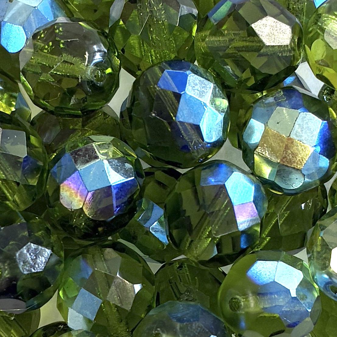 12MM Olivine AB Fire Polish Ball