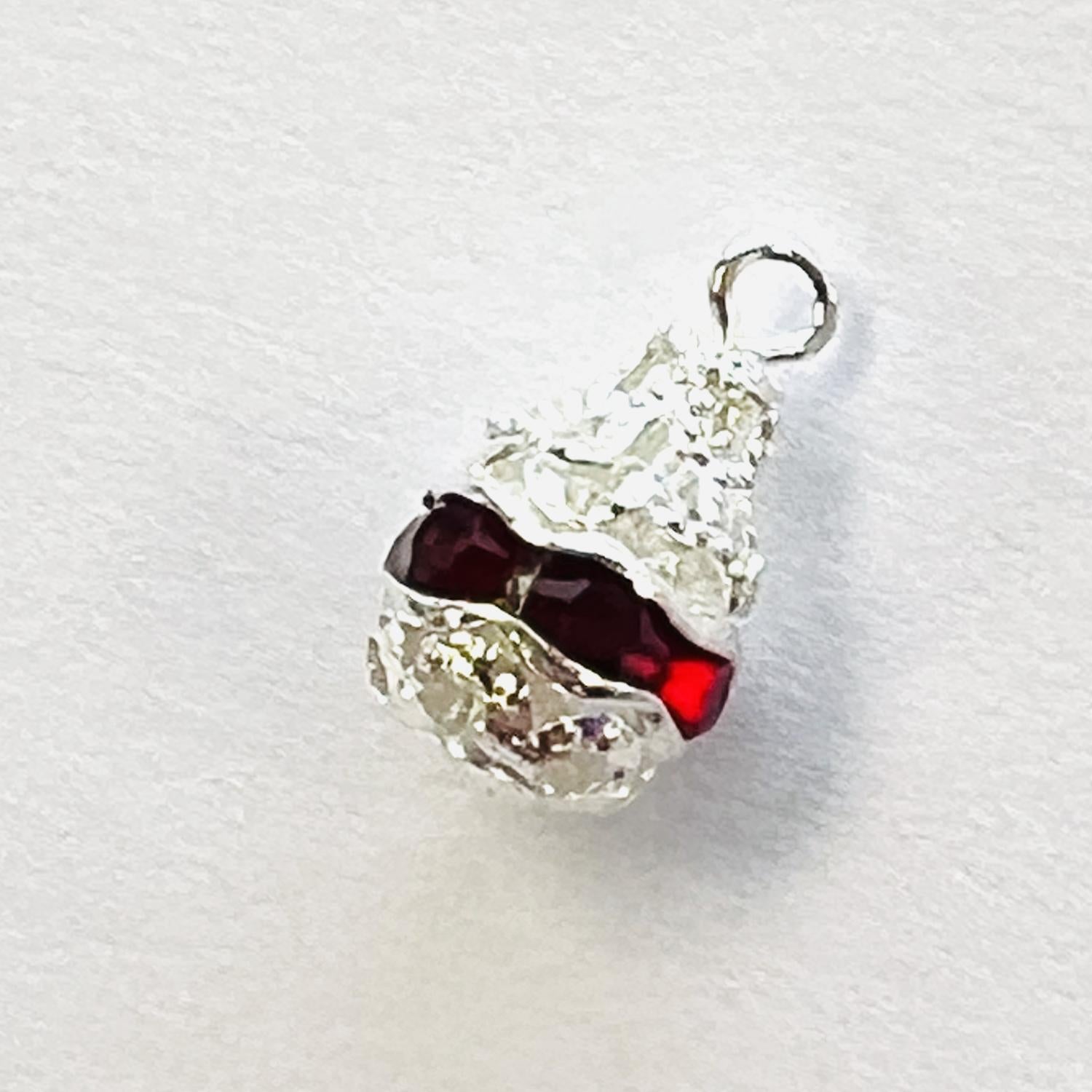 12x8MM Silver Plate Filigree Tear With Ruby (Siam) Swarovski Rhinestones