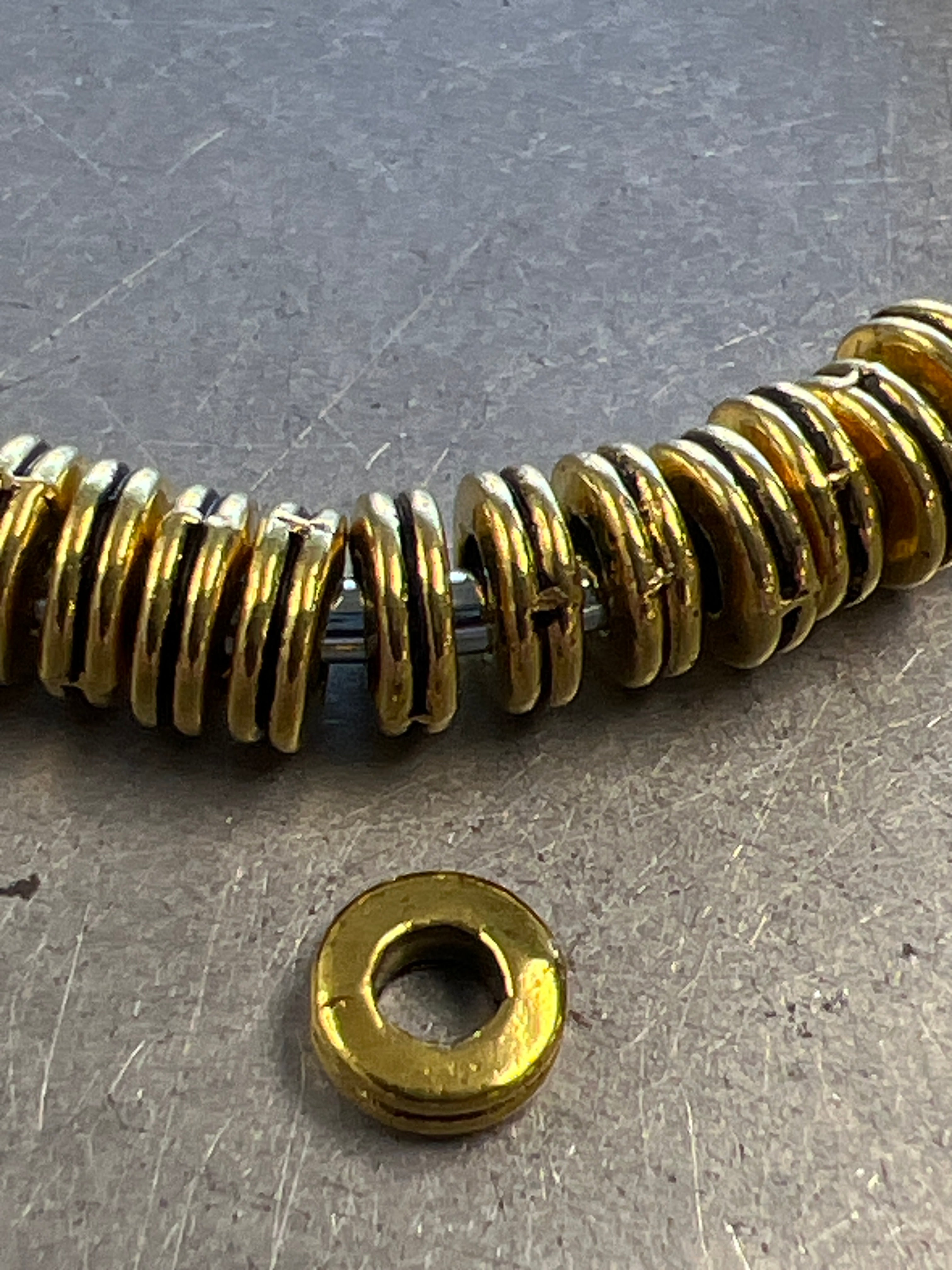 Antique Gold Plate 6x3MM Double Disc Spacer With 2MM Large Hole