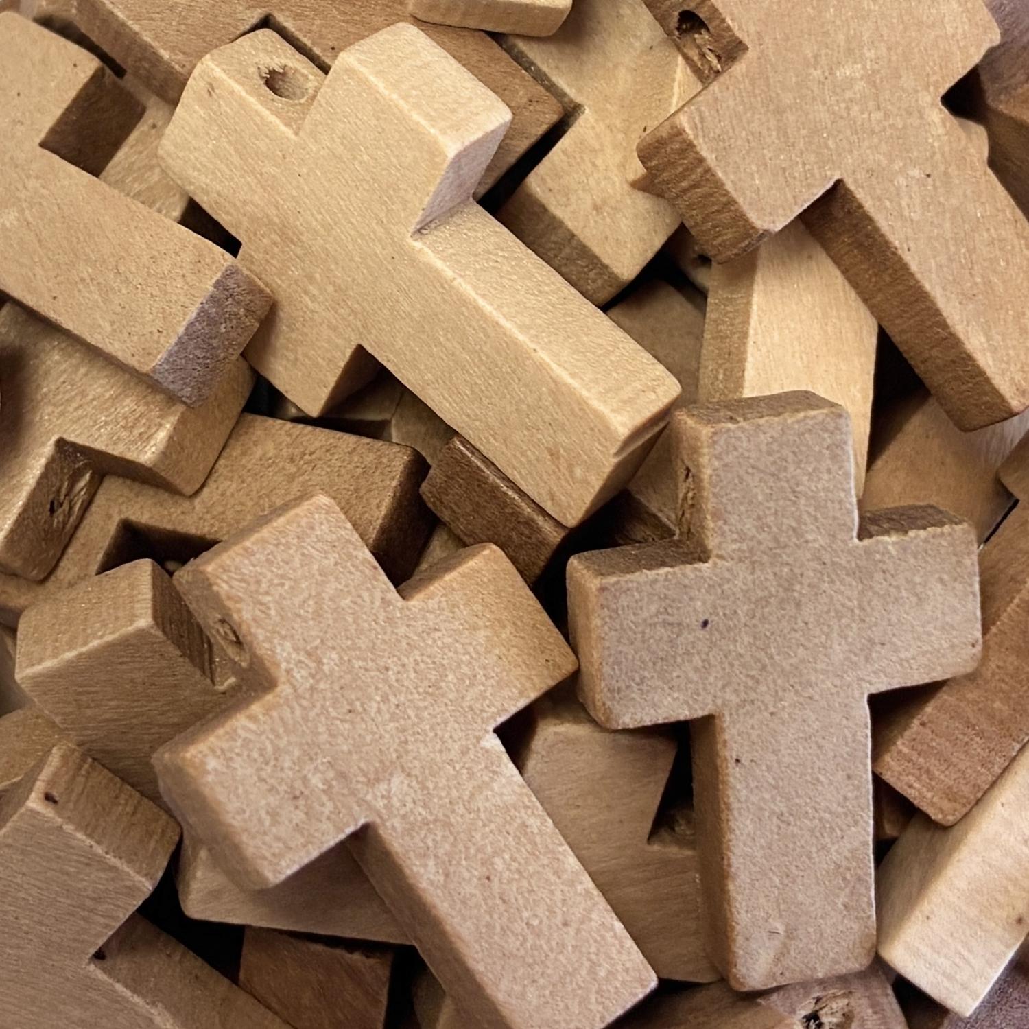 22x9MM Wood Cross Pendant With 2MM Cross Hole