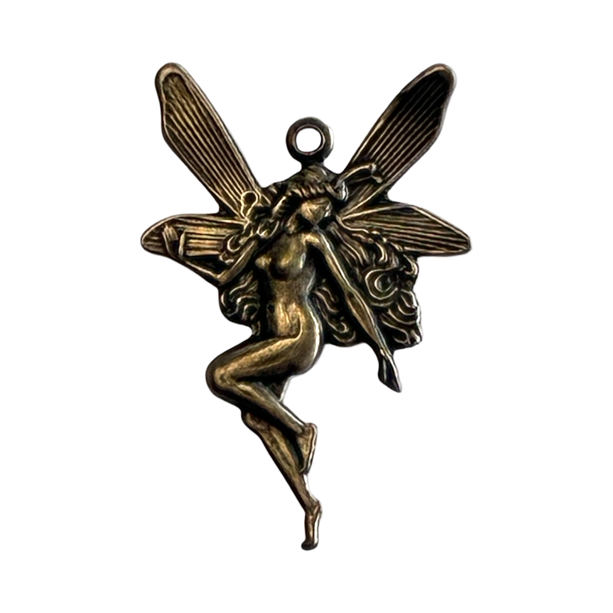 Antique Brass Plate Left Facing 25x17MM Fairy