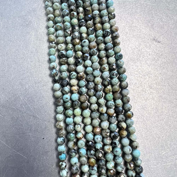 3MM Faceted Ball African (Turquoise) Jasper