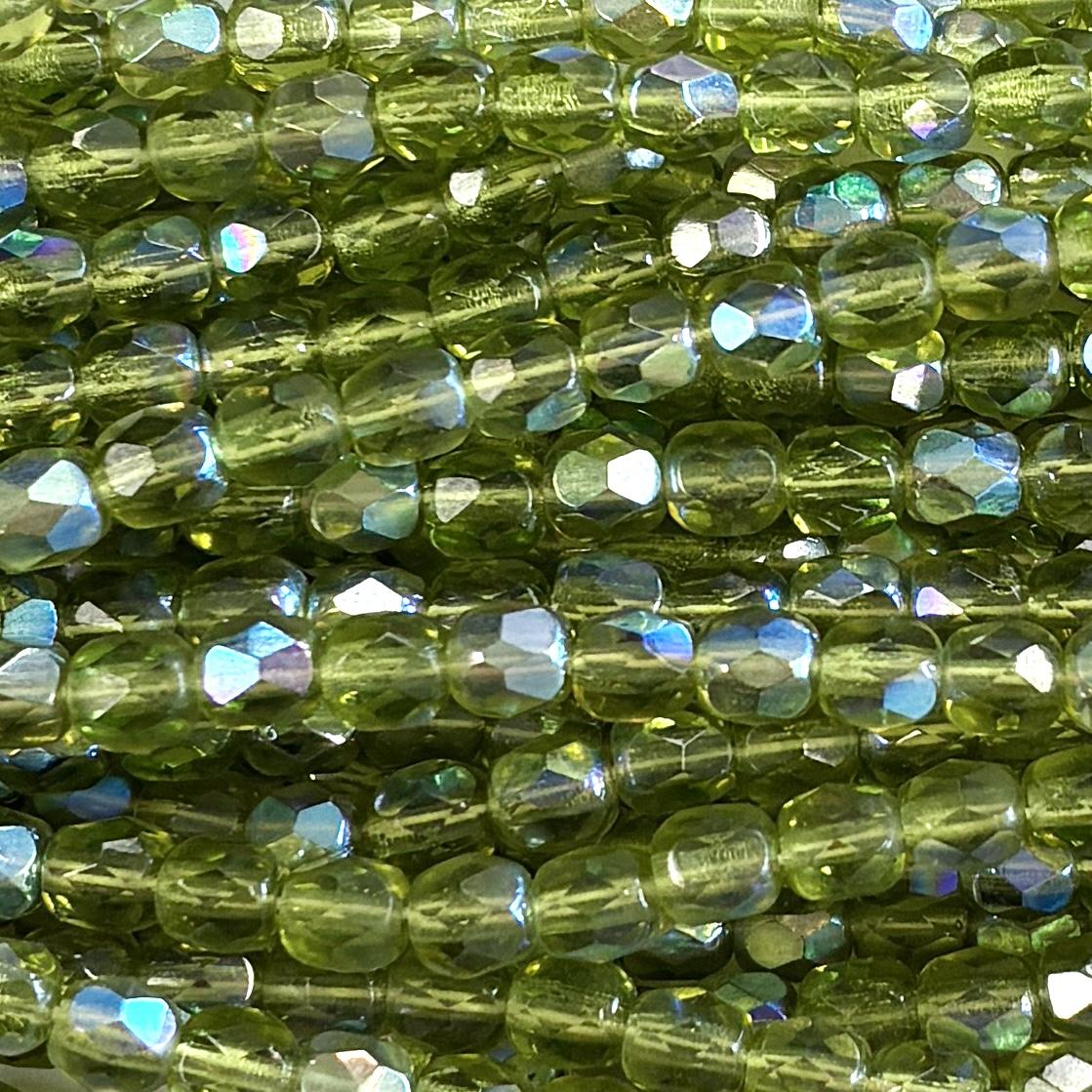 4MM Olivine AB Fire Polish Ball