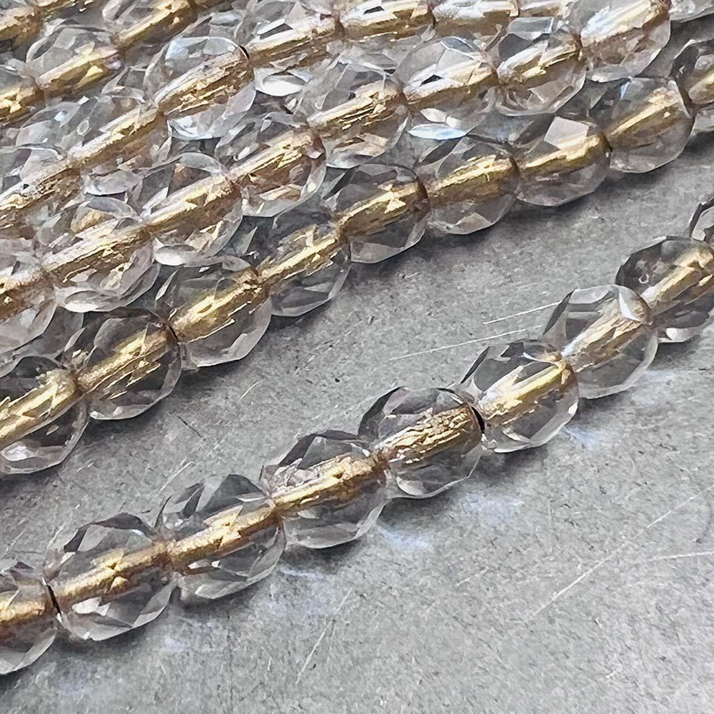 6MM Bright Gold Lined Crystal Fire Polish Round Ball