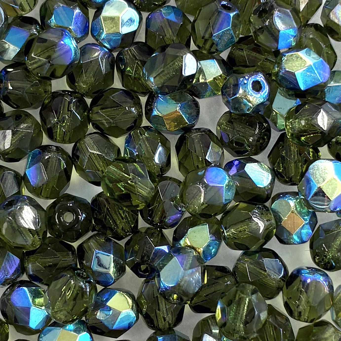 6MM Olivine AB Fire Polish Ball