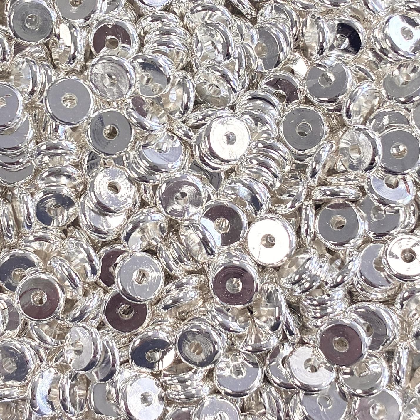 6x2MM Silver Plate Heishi Disk Spacer With 1.5MM Hole