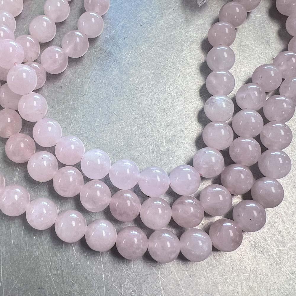 8MM Ball Rose Quartz Strand